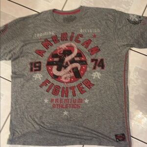 American Fighter Gray Short Sleeve Tee Athletic Style By Affliction